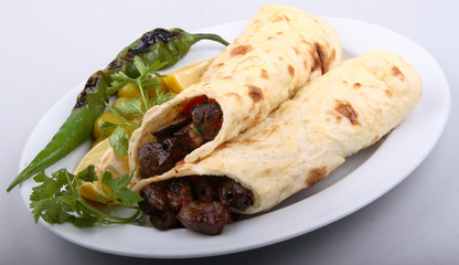 ciğer şiş kebap dürüm