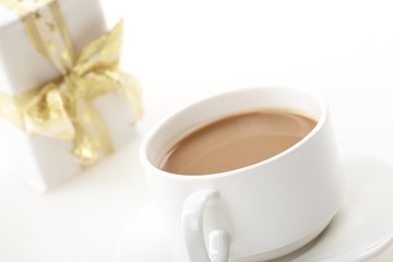 cup of coffee with present