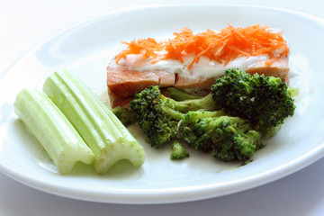 Lunch with steamed fish