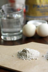 Flour on cooking board