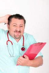 Portrait d'un médecin avec dossier médical