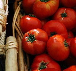 red tomatoes in basket