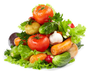 fresh vegetables on the white background