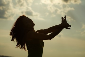 pretty woman in sky background