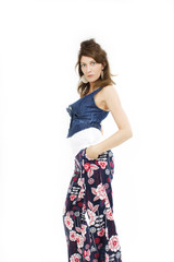 Beautiful brunette woman posing, studio shoot