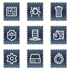 Internet security web icons, navy stamp series