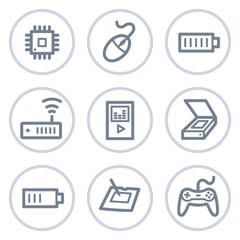 Electronics web icons set 2, white circle series