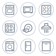 Home appliances web icons, white circle series