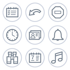 Organizer web icons, white circle series