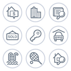 Real estate web icons, white circle series