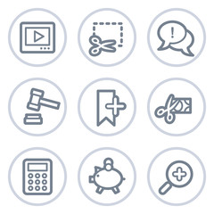 Shopping web icons set 3, white circle series