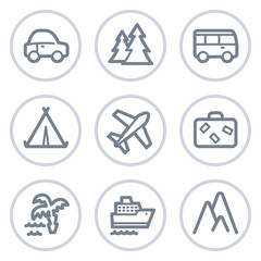 Travel web icons set 1, white circle series