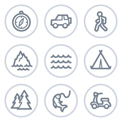 Travel web icons set 3, white circle series