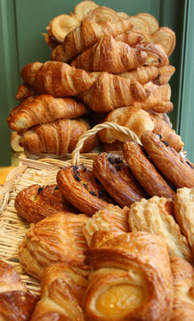 Pastries and Croissants in a bakery