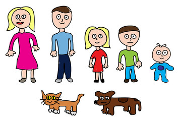 Hand Drawn Childs Family Picture