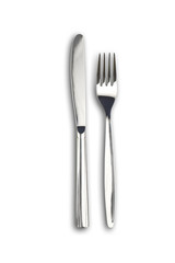 Knife and fork isolated. Clipping paths without shadows are incl