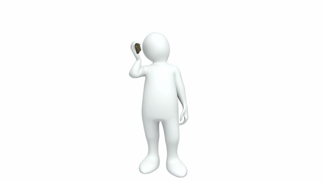 3d-man using his mobile phone