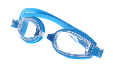 blue modern Swim goggles with white background