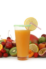 cocktail, jus de fruit et fruits