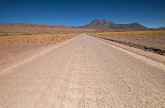 Dry Desert Road through San Pedro de Atacama in Chile