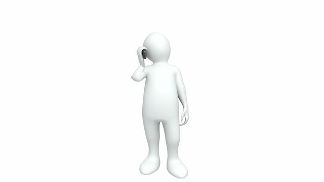 3d-man using his mobile phone