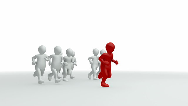 Animation representing a group of 3d-men running