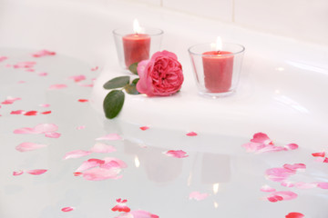 Bath with rose petals