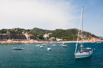 Fototapeta na wymiar Yacht in harbour. Costa Brava