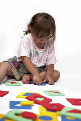 Children with rubber foam toys