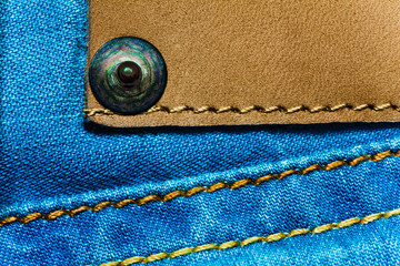 Denim background with label