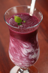 Blueberry milk shake with sour cream. Shallow DOF