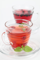 Raspberry and blueberry tea. Shallow DOF
