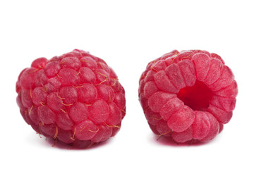 ripe raspberries isolated