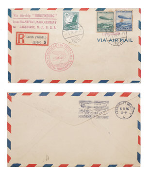 Fototapeta Hindenburg Airmail Envelope Front and Back