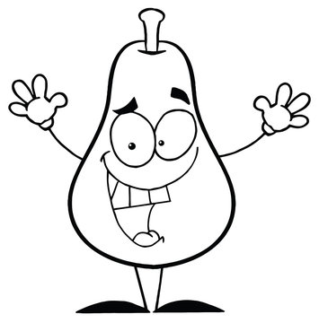 Outlined Happy Pear Cartoon Character