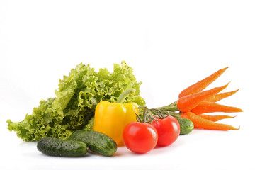 Fresh vegetables on white