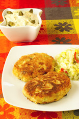 Patties with remoulade sauce