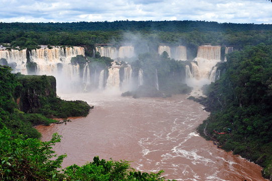 Iguazu falls in Brazil, top waterfall view