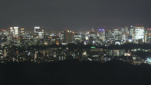 Time lapse Tokyo skyscrapers by night