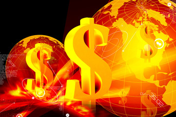 dollar sign and earth