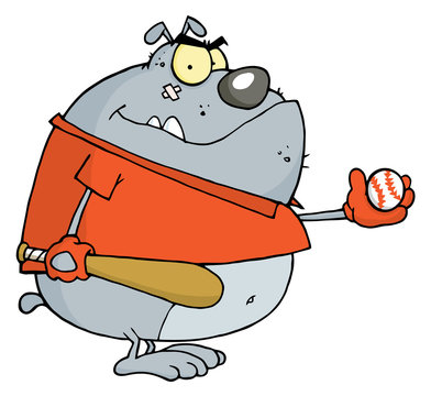 Baseball Bulldog Cartoon