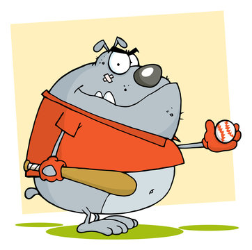 Baseball Bulldog Cartoon Character