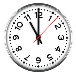 black and white chrome clock separated on white