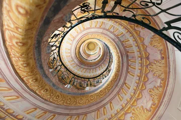 Poster Spiral staircase in famous baroque Abbey Stift Melk in Austria © jorisvo