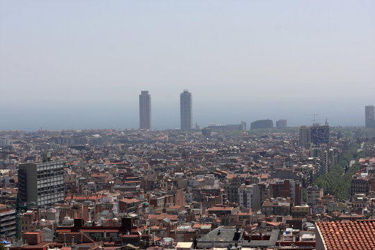 View from Tibidabo on Barcelona