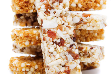 Granola bar isolated on white