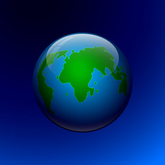 Globe on a blue background. Vector illustration.