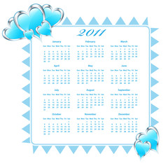 2011 Calendar with hearts