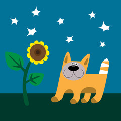 Cat and sunflower