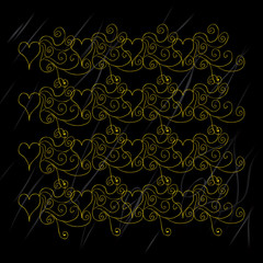 Curly Love card Background heart and swirl design elements